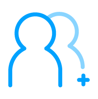 Silhouette of two people with a plus sign